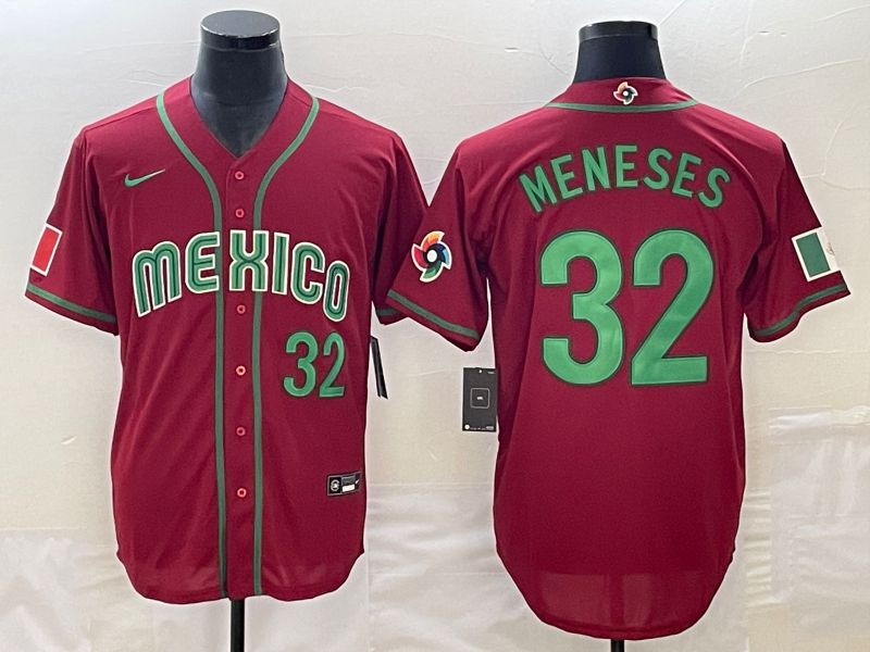 Men 2023 World Cub Mexico 32 Meneses Red Nike MLB Jersey